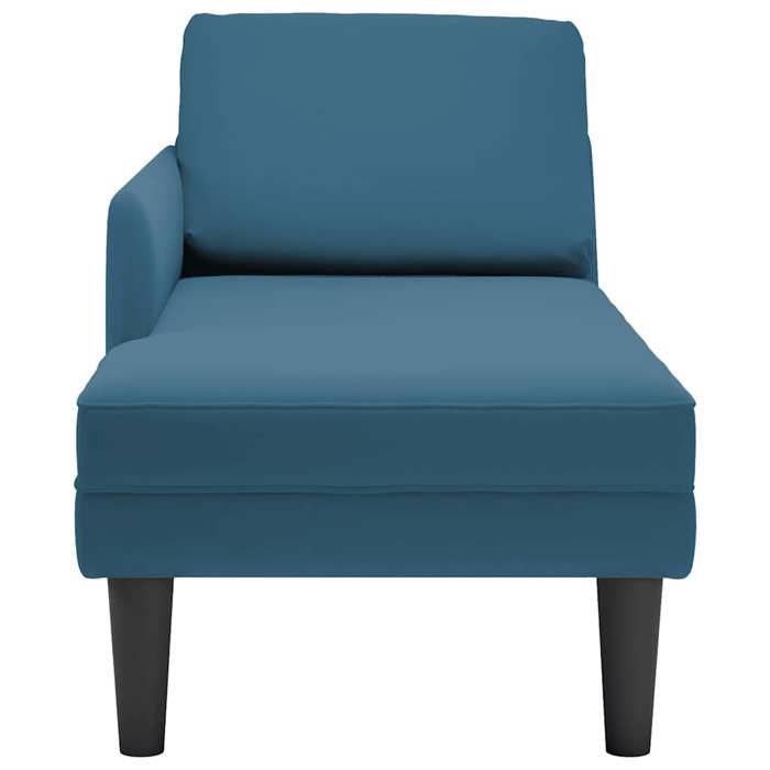 TOP 2026 Fauteuil long - MODERNE - 1 PLACE - avec coussin et accoudoir droit bleu velours - 132x56x70 cm FF5273