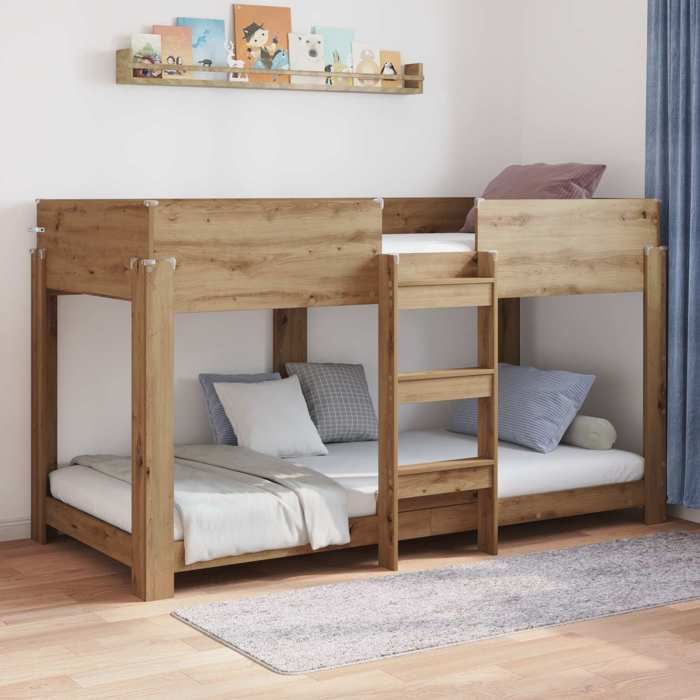 (ON SALE)Cadre de lit/Lit Superposé pour Enfants simple - Pour Adulte ou enfant - Chêne artisanal 100 x 200 cm EU479974