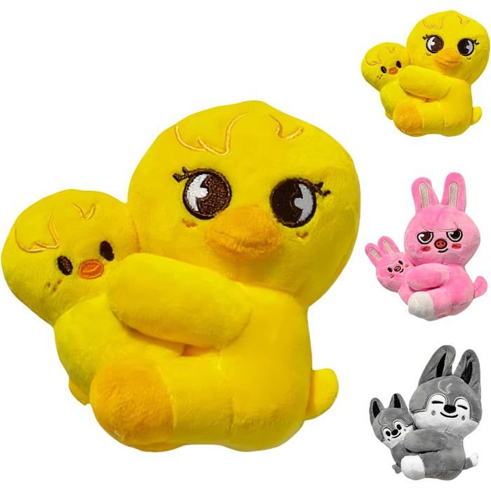 Stray Kids Peluche  Stray Kids Plushies Stray Ki-DS Plush Toy Cadeaux en Peluche Skz00(Un Grand et Un Petit) (Jaune)