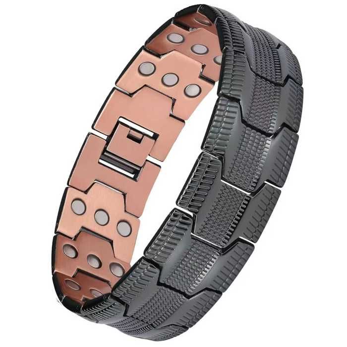 XJYDNCG Bracelet Homme en Cuivre Antique Style Pneu Magnétique avec Aimants - Noir