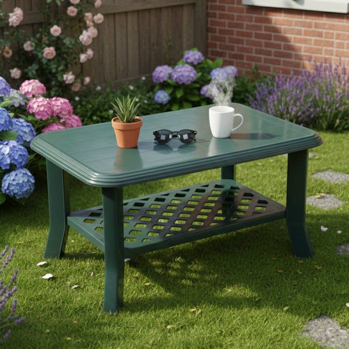 Table de jardin Ucria Dmora en plastique vert 90x60x46h cm