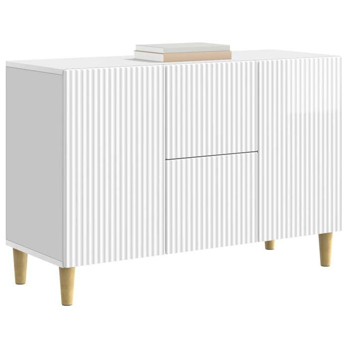 Buffet bas séjour{1 pièce}meuble de rangementdesign épuré Blanc brillant 89 x 345 x 60 cm Bois dingénierie oou81j45