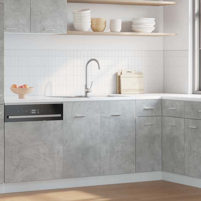 Meuble Sous-évier lyon Cabinet de cuisine 1 PC Buffetvaisselier bois dingénierie - gris béton - 80 x 46 x 815 cm@avh14m