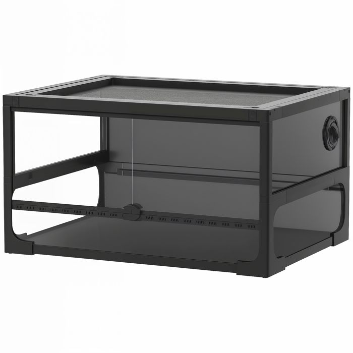 FSX Terrarium surélevé et pliable avec couvercle et parois en verre trempé et plastique 60x45x32 cm noir