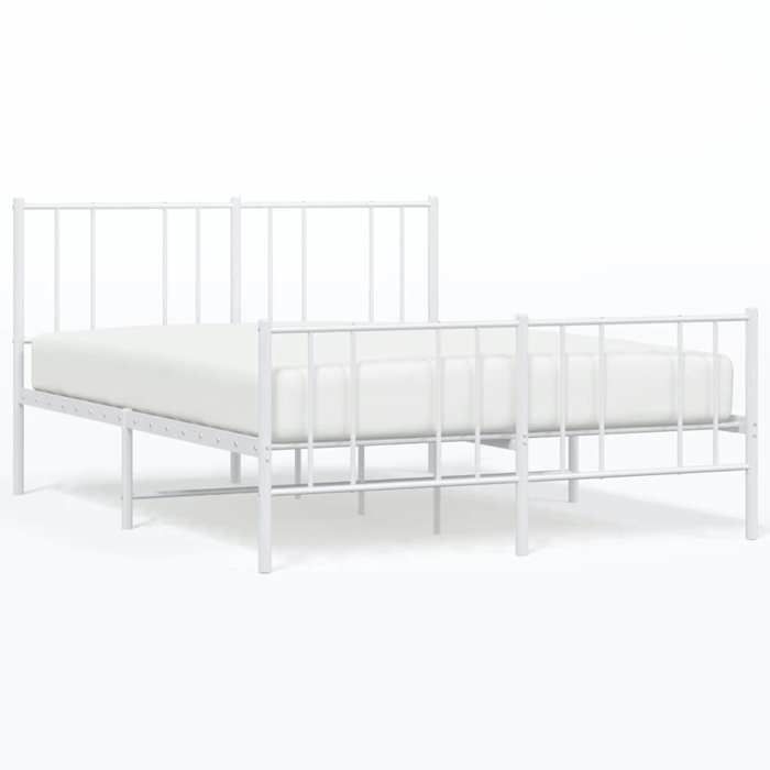 Cadre de Lit Métal sans matelas et Pied de Lit 2 places Blanc 140x190 cm en acier avec sommier à lattes inclus EU683150