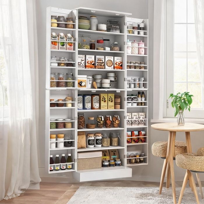 Meuble 60x35x166 cm en blanc Servers and Sideboards and with 23.6 x 13.8 x 65.3 in and Blanc Panneau De Particules