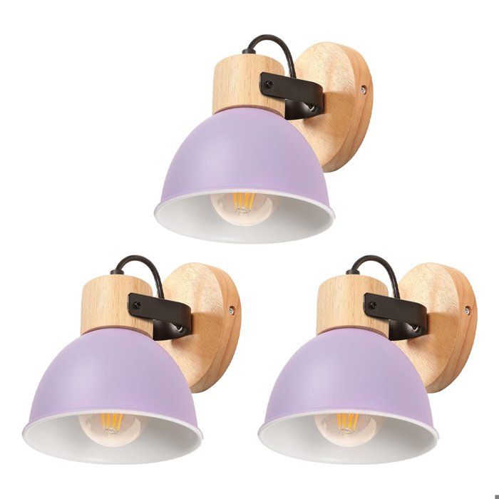 ElektraH 3x Lampe Murale Industriel Spot LED Applique Murale Intérieur en Bois Fer Design Vintage E27 Éclairage Murale Réglable