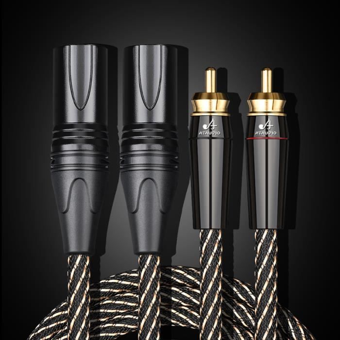 Câble Audio RCA Double Mâle 0,5 M - Connecteurs Plaqués Or, OFC, Pour Chaîne Hi-Fi