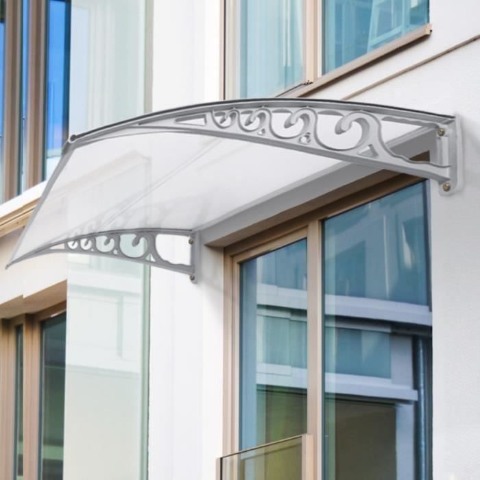 Auvent De Porte Gris 400x100 Cm Polycarbonate