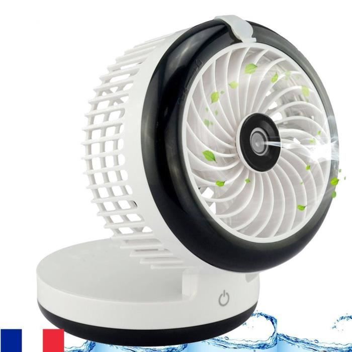 Mini ventilateur Powerbank Humidificateur puissant Brumisateur Portable et Rechargeable + Support Téléphone Portable +mini mirro