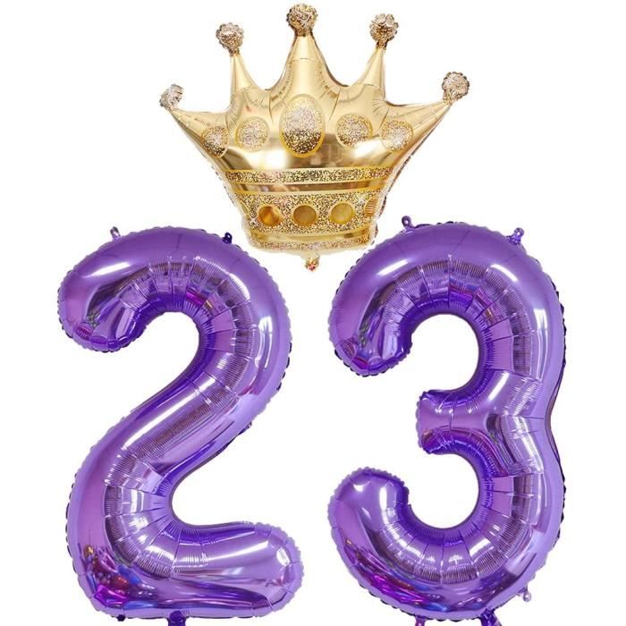 2 ballons numero 23 violet, géant ballon chiffre anniversaire 23 ans,  ballon couronne doré, 40 pouces helium ballons 23 gonfl[A231] - Cdiscount  Maison