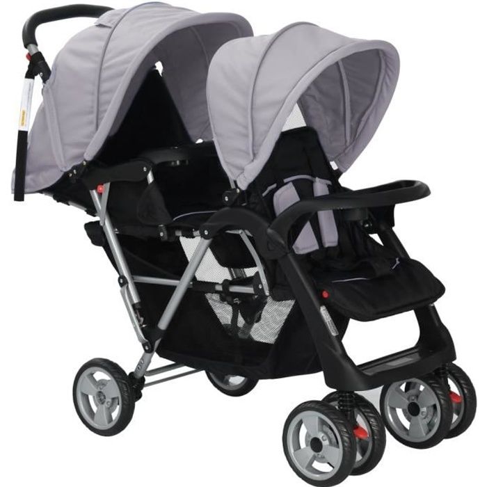 Poussette Double Acier Gris et noir Cdiscount Pu riculture