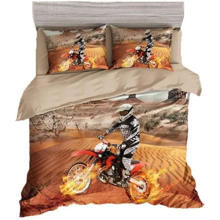 Housse de couette 240x260cm,Housse De Couette Pilote De Moto Hors Route