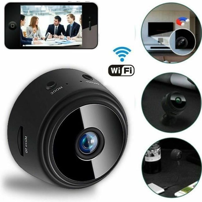 Mini Caméra Espion Sans Fil Wifi Webcam IP Sécurité À Domicile HD 1080P DVR  Vision Nocturne À Distance - Noir