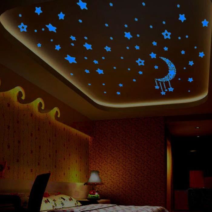 Un ensemble Lumière fluorescente pour chambre d'enfants Dans les étoiles  sombres autocollants muraux - Cdiscount Maison