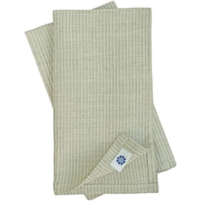 Lot De 4 Serviettes De Table Damassées ROSEUS 100% Lin - Gris 47x47cm, Élégantes Et Durables