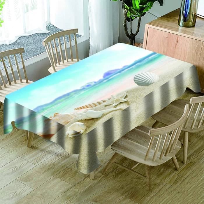 Toile Cirée Rectangulaire,Rectangle Extérieur Nappe Créative Plage