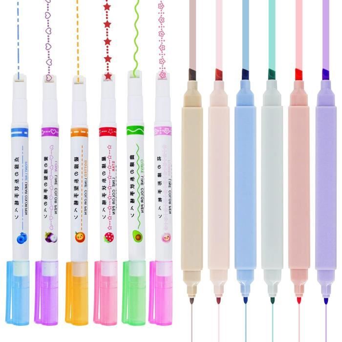 Lot De 12 Surligneurs Courbes KQDRAVINE - Formes Variées Pour Scrapbooking, Notes, Agendas - Multicolores - 10
