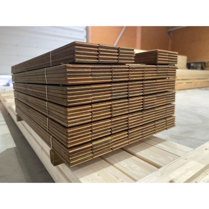 cloture claustrat panneaux bois autoclave 4 ajoure en kit 20m de longueur poteaux 9x9cm lames 28x145mm lamb 45x70 vis cdiscount jardin