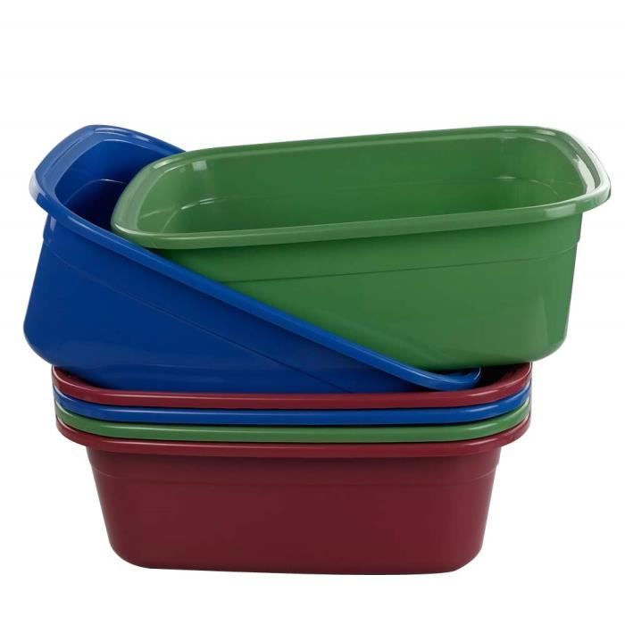 Grande Cuvette Bassine Plastique Rectangulaire, Vin Rouge, Vert Profond, Bleu Profond, 16