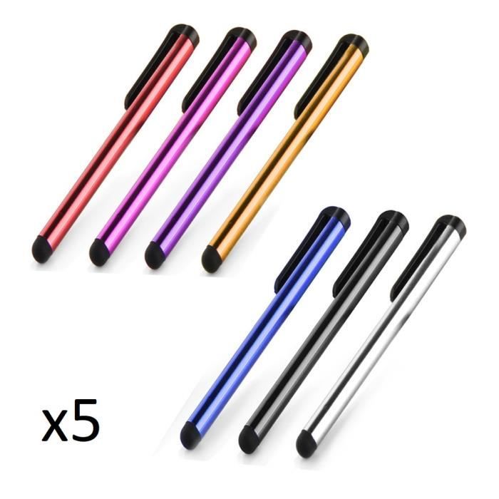Stylet Fin Aluminium x5 pour IPHONE 11 Pro Max Smartphone Tablette Ecrire  Universel Lot de 5 (ROUGE)