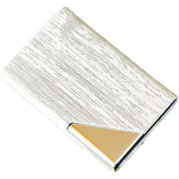 Porte-Cartes En Cuir PU Et Acier Inoxydable - Compact 6x9.5x1.5cm - Capacité 24+ Cartes - Cadeau Pro Ou Perso