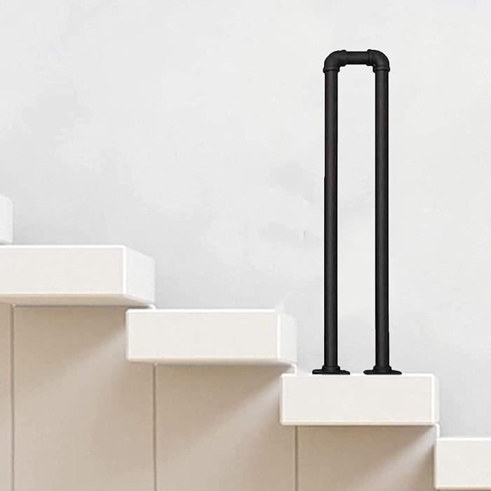 Insaga Rampe D'Escalier Extérieure 43,2 Cm - Main Courante De Sécurité U Pour 1 à 2 Marches Intérieur Extérieur, Noire Renforcée