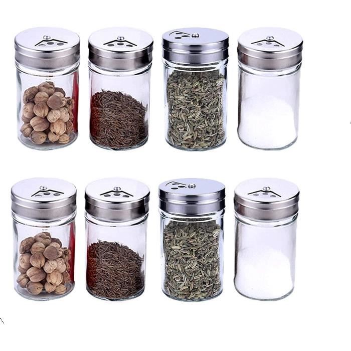 12PCS Boîtes à Épices, Bocaux à Épices en verre Pots à Épices avec  Couvercle Pivotant pour la Conservation Herbes, Sel, Poivre[80]
