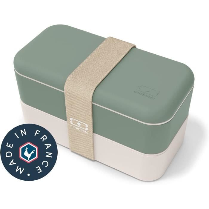 monbento - Lunchbox MB Square Graphic Magnolia - Grote luchtdichte Bento Box met 2 vakken - Ideaal voor werk