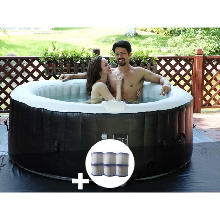 Kit Spa Gonflable Aquazendo Rond Bulles 4 Places 6 Filtres 180 X