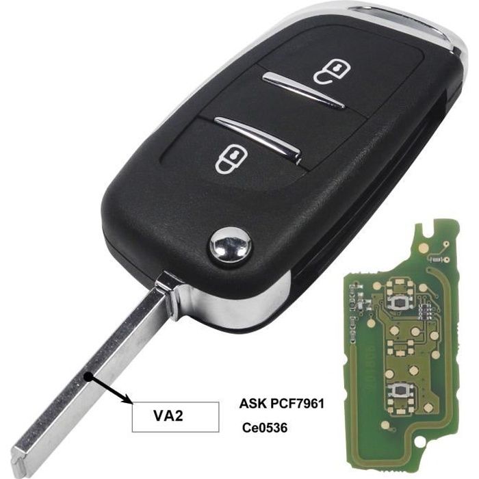 Electronique pour plip de clé 2 boutons Citroën C3, C8, Berlingo, Jumpy