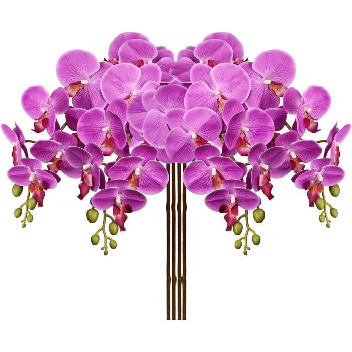 AJW-Orchidées artificielles en soie Phalaenopsis 9 têtes de fleurs 88.9 cm  de long Arrangement de fleurs artificielles pour la[1457] - Cdiscount Maison