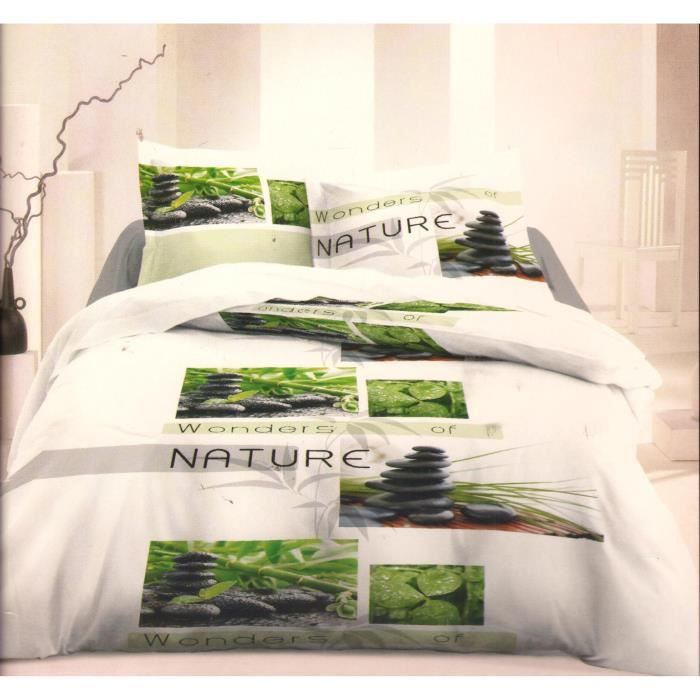 – Zen Tendance Lit 2 places 220x240cm 3 pièces Parure de couette