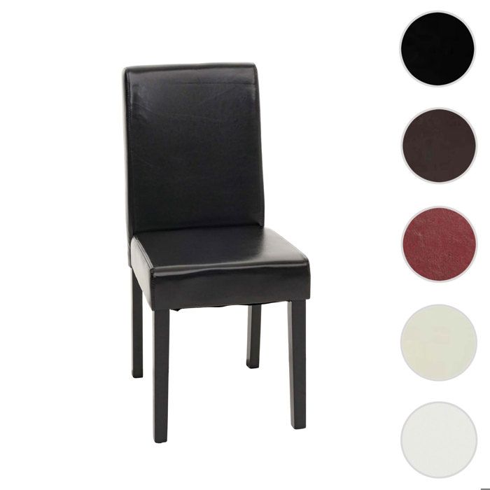 Chaise de salle à manger Littau cuir noir pieds foncés