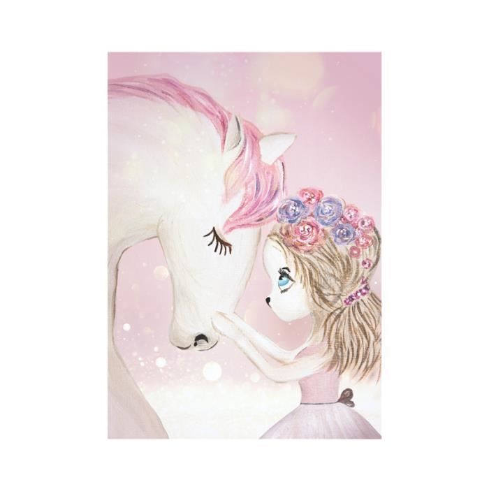 1 Pieces Peinture Toile Sans Cadre Licorne Dessin Pour Chambre Enfant Wall Decoration Object Cdiscount Maison