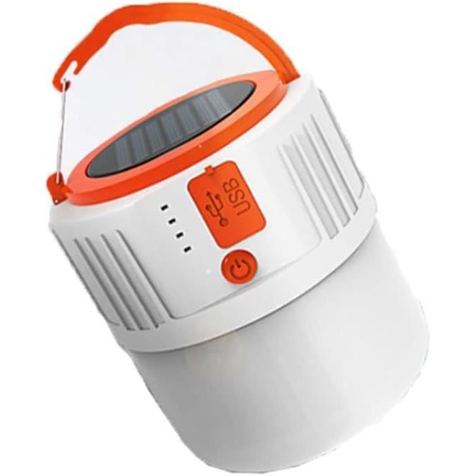 Lampe De Camping Rechargeable – Panneau Solaire, 1200 MAh, 3 Modes, 36 H D'autonomie, 109 G (noir)