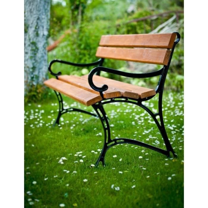 Banc De Jardin En Bois Couleur Teck Et Aluminium 150cm Avec