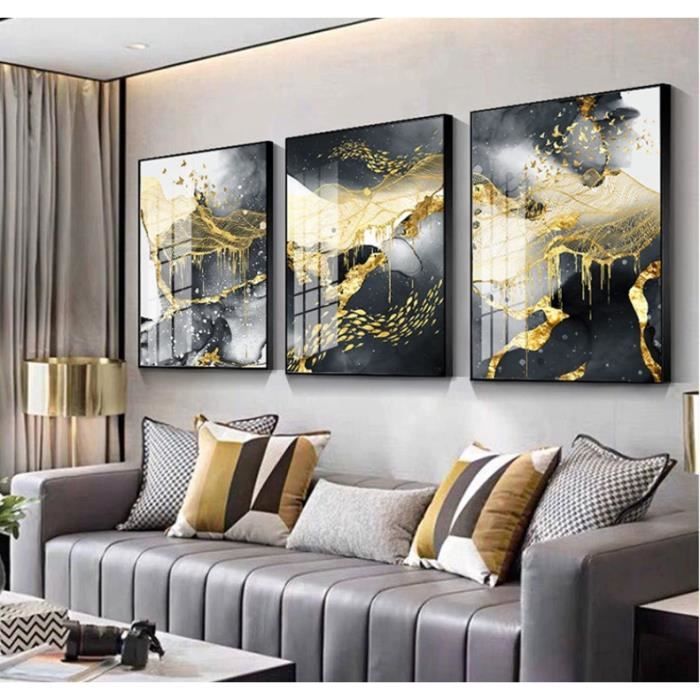 Peinture sur toile abstraite de soleil doré imprimable, 3 pièces, grandes affiches de peinture fluides, tableaux de mode, décoration murale nordique pour salon - France Peinture sur toile abstraite de soleil doré imprimable, 3 pièces, grandes affiches de peinture fluides, tableaux de mode, décoration murale nordique pour salon - France