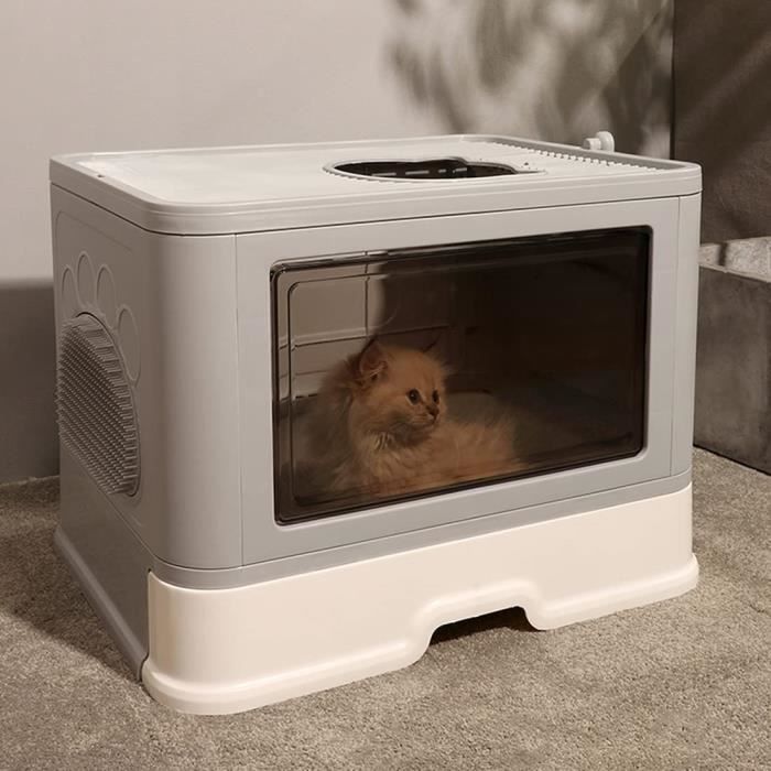 Comparer les prix de Bac à Litière pour Chat - BingoPaw - Maison Toilette Chat - 50x38x37cm - Petit - Gris