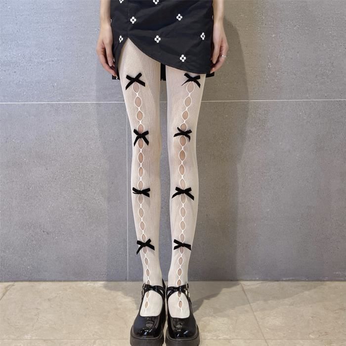 Noeud Papillon BlancNoir Taille Unique 35 60KG Bas collants en
