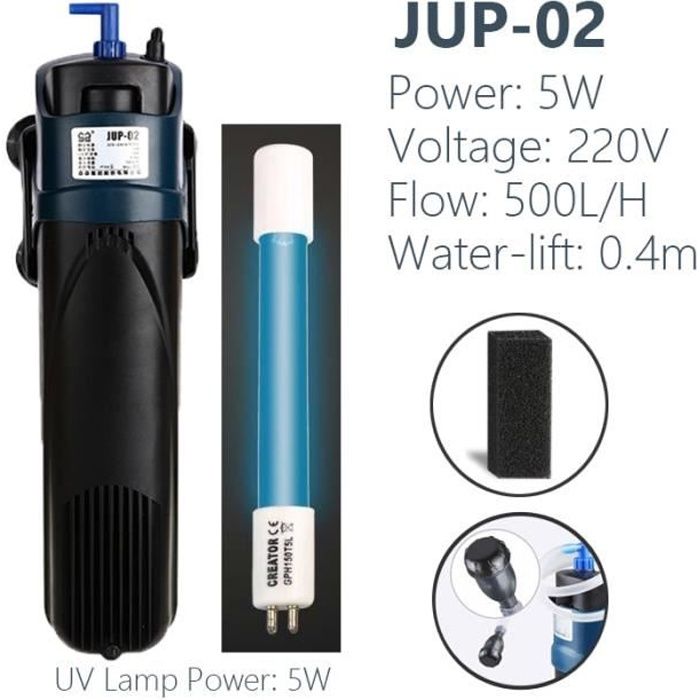 Filtration Aération,Filtre UV pour Aquarium, lampe de Purification à