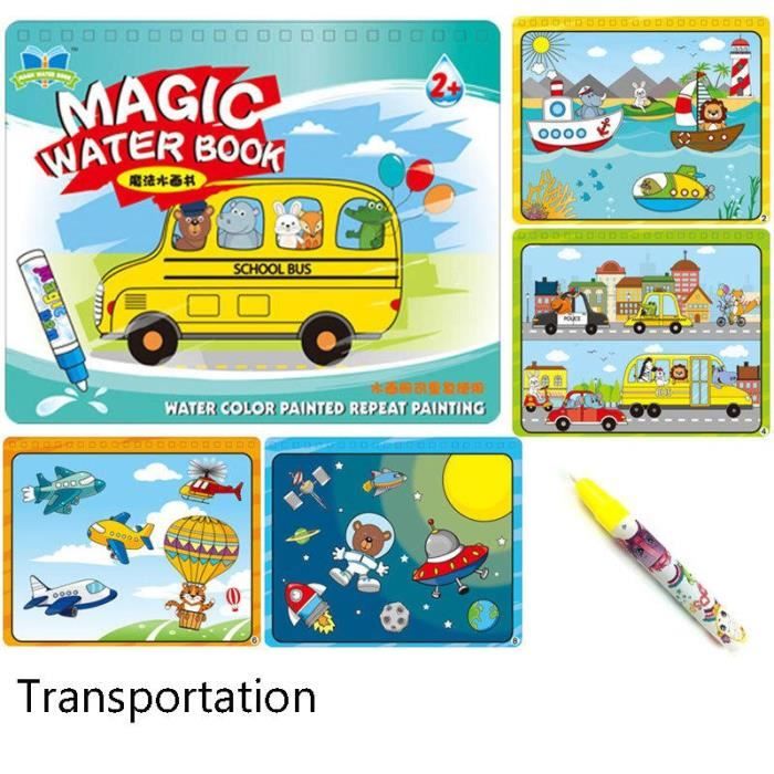 Stylo Magique à Eau Rechargeable - Pour Dessins éphémères Sur Tapis, Planche Ou Vitre - Pointe Pinceau Souple, 5 Couleurs