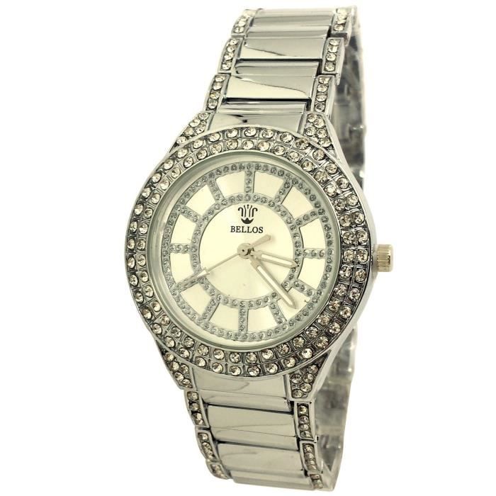 Montre Bracelet Homme Quartz Acier Doré Avec Diamants Strass - Idée Cadeau Mode - Neuf Avec étiquettes