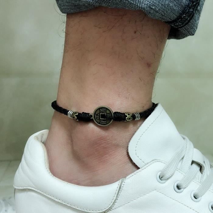 Bracelet De Cheville Boho Lune Creuse Vintage – Chaîne En Cuir Noir Réglable Avec Pendentif Lune Argentée, Bijou Plage Été Pour Femmes Et Filles