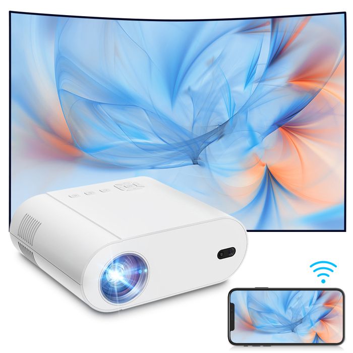 GENERIQUE Videoprojecteur 1080P natif 4K Full HD portable Android11.0 Wifi BT projecteur youtube netflix Mise au point auto-Blanc 
