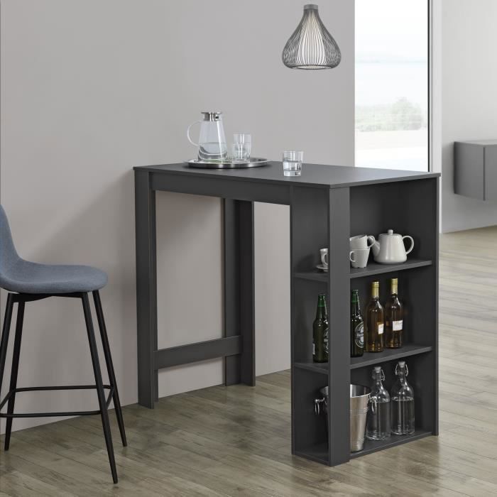 Table de Bar Danderyd 3 Étagères 120x60x106 cm Gris Foncé [en.casa]