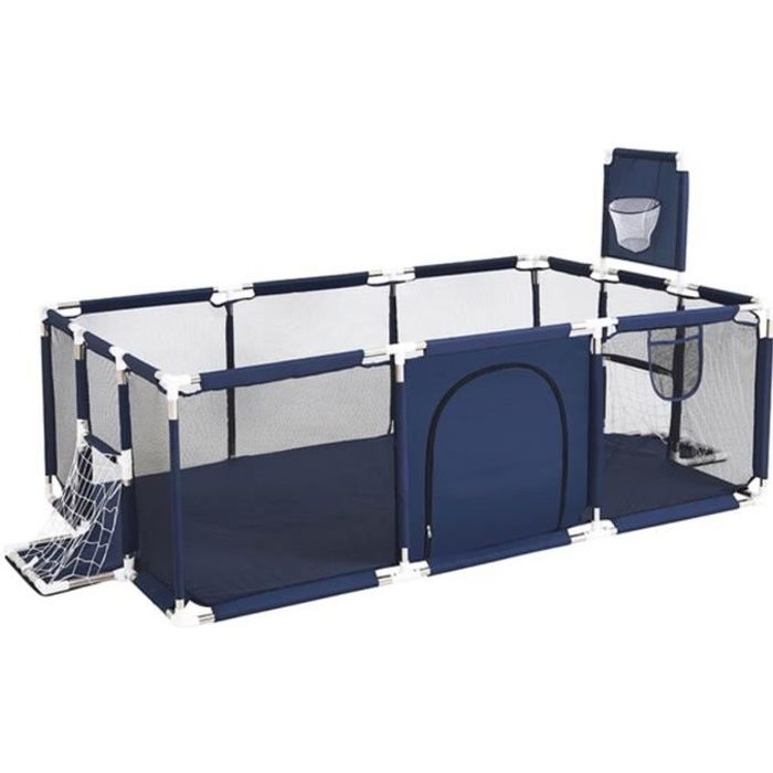 Parc Lit bébé XXL Barrière de Sécurité Portail 124x188x66cm Aire de jeux pour les enfants à l'intérieur et extérieur - Bleu