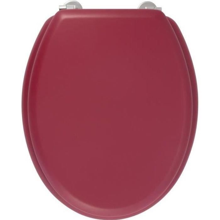 GELCO DESIGN Abattant WC Dolce - Charnières inox - Bois moulé - Rouge cardinal