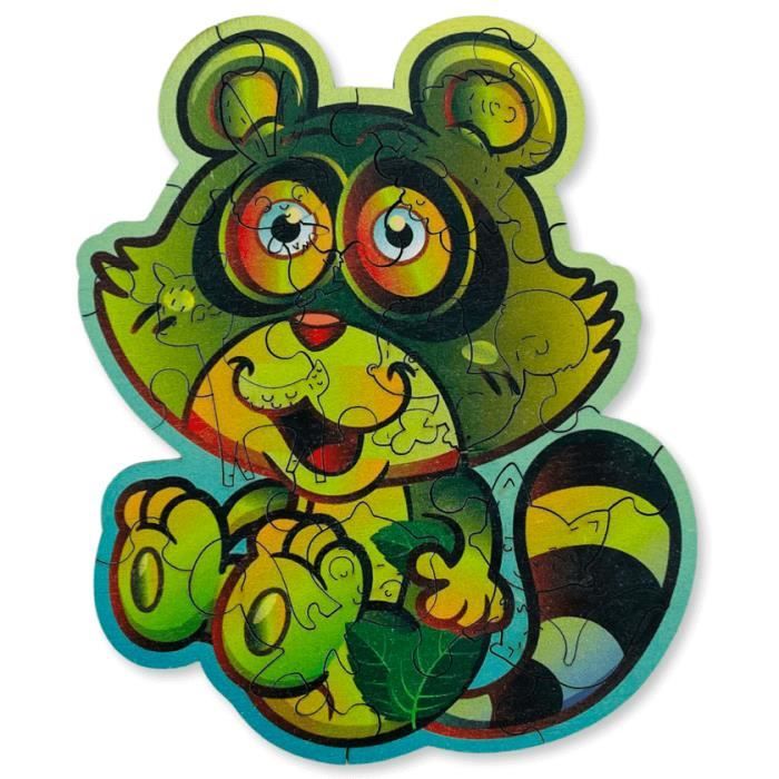 Puzzle enfant en bois art créatif - GENERIQUE - Raton laveur - 20 ...