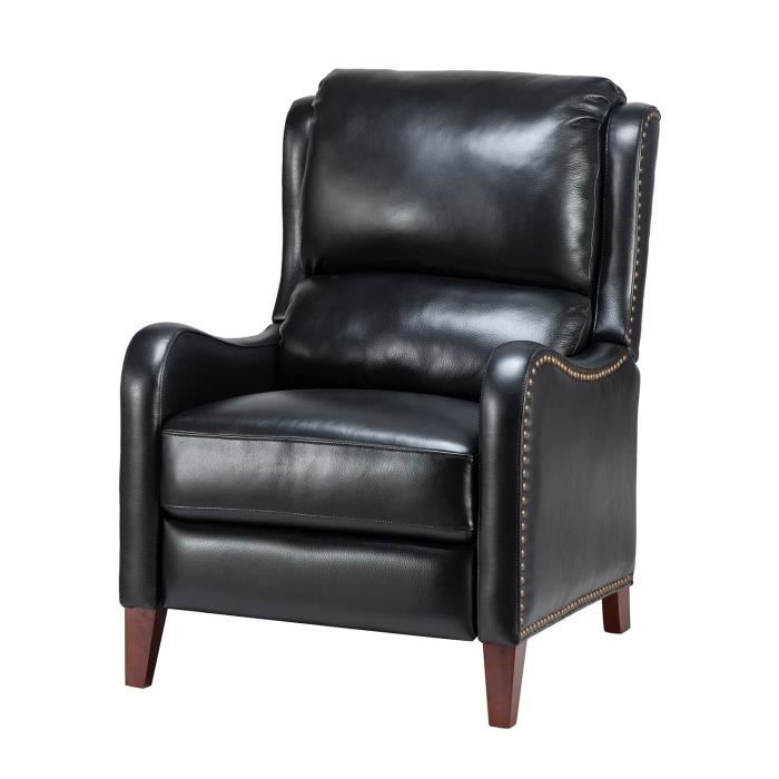 chaise longue moderne en cuir véritable avec dossier et repose-pieds réglables pour le salon, noir